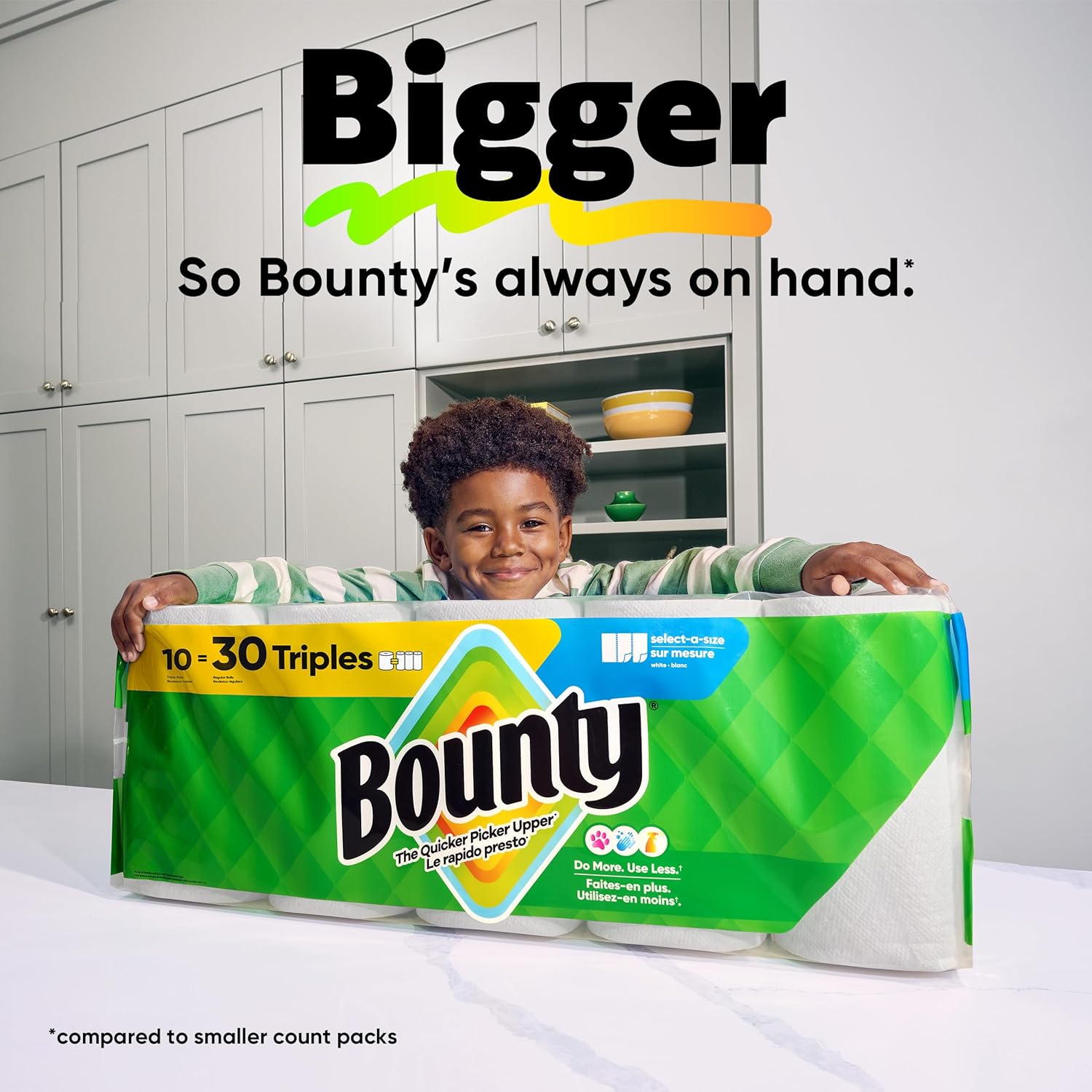 4 Pack Bounty Select-A-Size Paper Towels, White, 2 Triple Rolls = 6 Regular Rolls